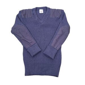 NWOT British Wool Army Commando Sweater‎ Navy Woolly Pully V Neck SZ M